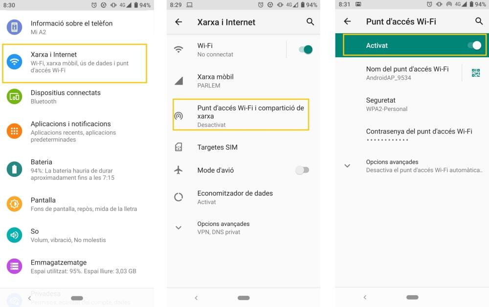 compartir internet des del telèfon