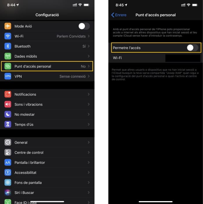 compartir wifi des del telèfon
