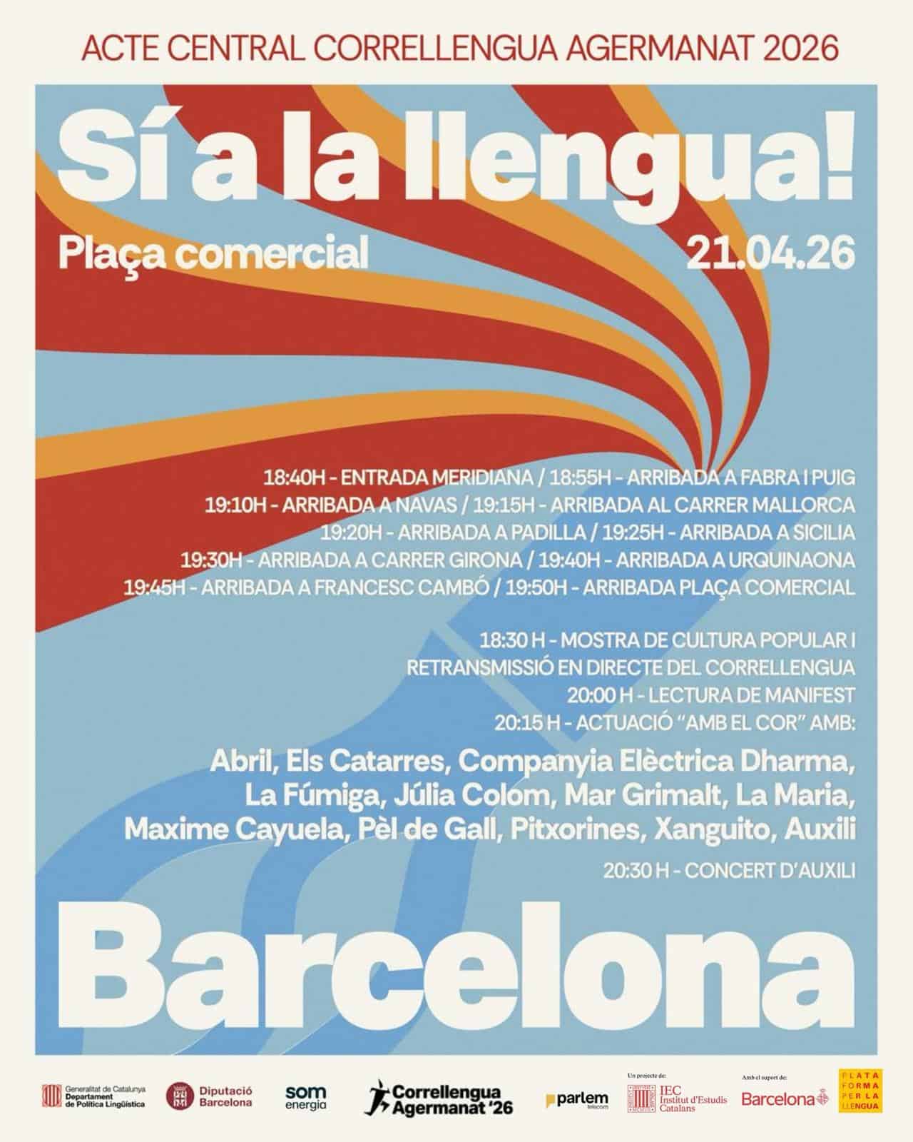 Cartell de l’acte central del Correllengua Agermanat 2026 a Barcelona